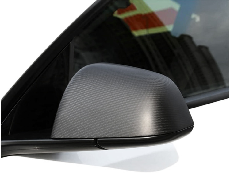 Coque r&eacute;troviseur fibre de carbone mate compatible avec Tesla Model Y Model Y Juniper (apr&egrave;s 03/2025)